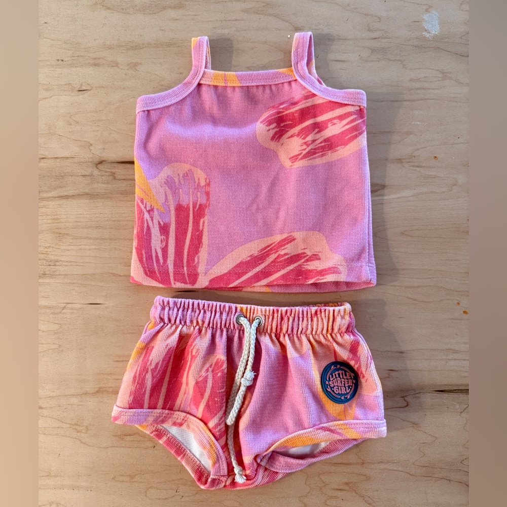 Pink Tropical Little Surfer Girl Two Piece Set - 6-12